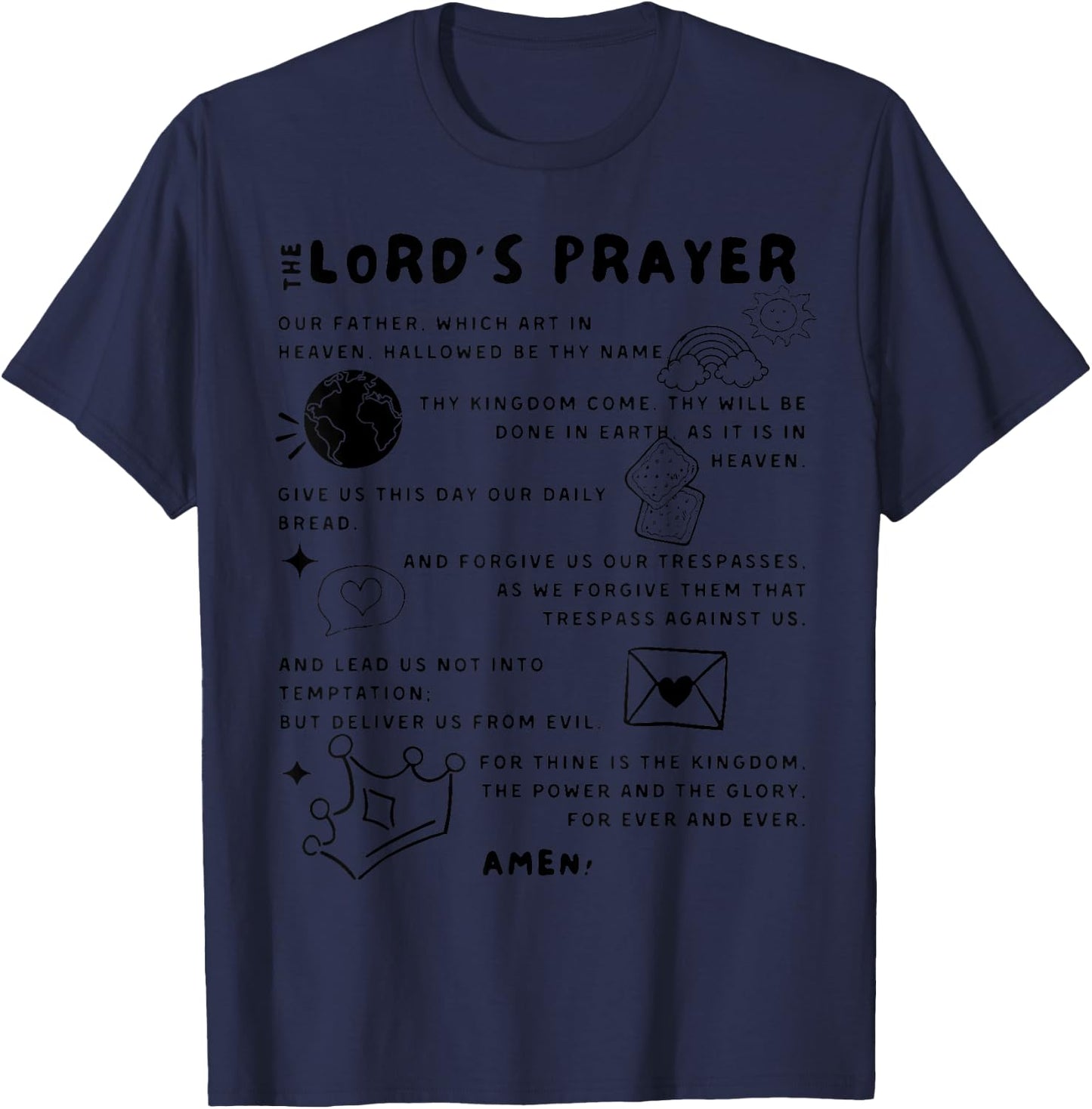 The Lord's Prayer Our Father Prayer God Bible Verse Clothing T-Shirt - T-Shirt | Navy