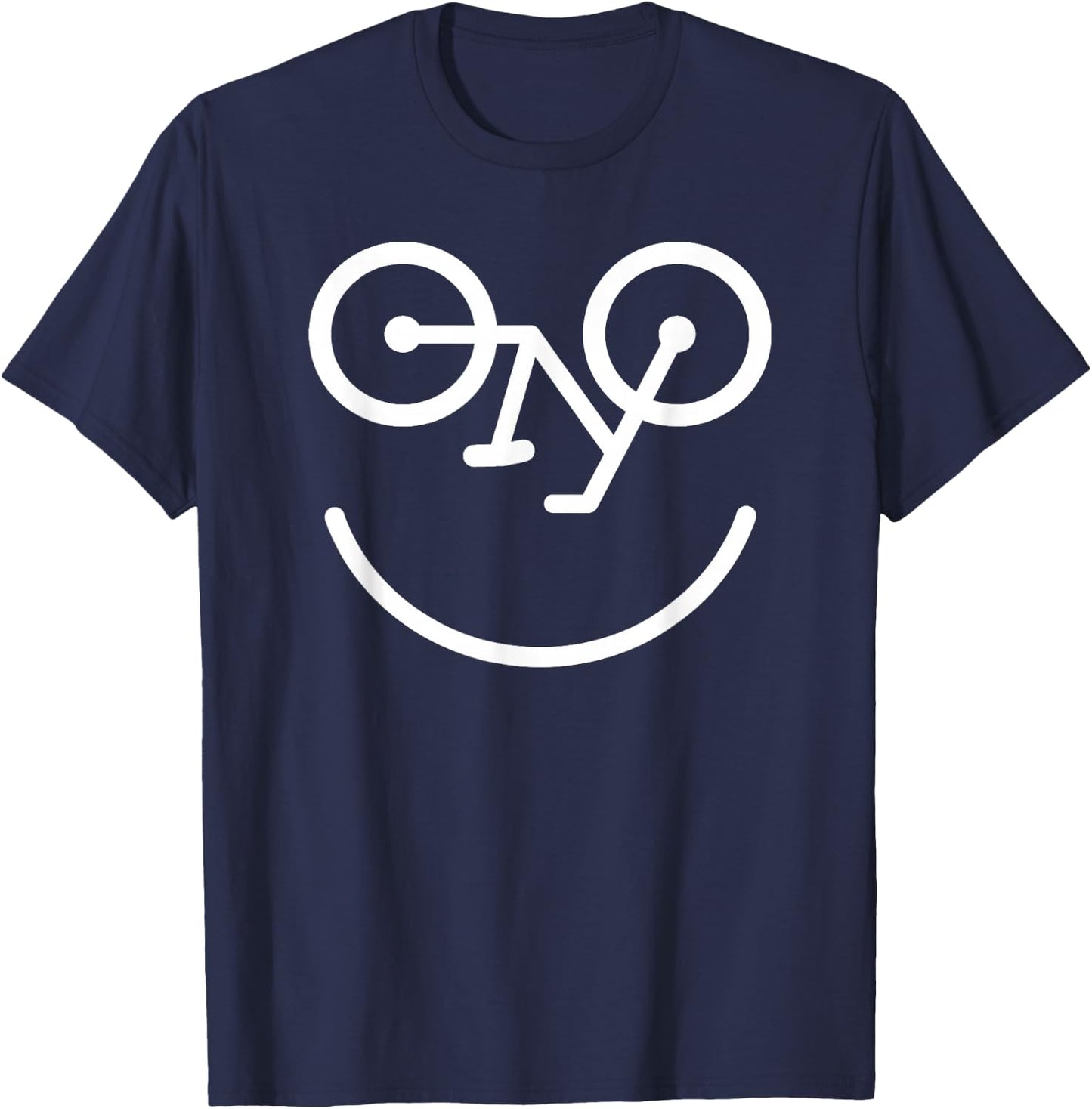 Funny Bicycle Face - Smile Glasses Reversed Smiling Bike T-Shirt - T-Shirt | Navy