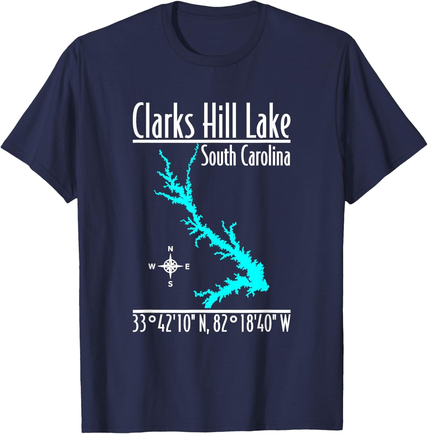 Modern Clarks Hill Lake - South Carolina T-Shirt - T-Shirt | Navy