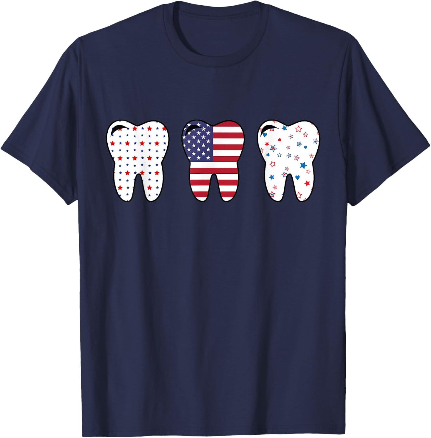 Dental Hygienist Us Flag 4th of July Patriotic Tooth Doctor T-Shirt - T-Shirt | Navy