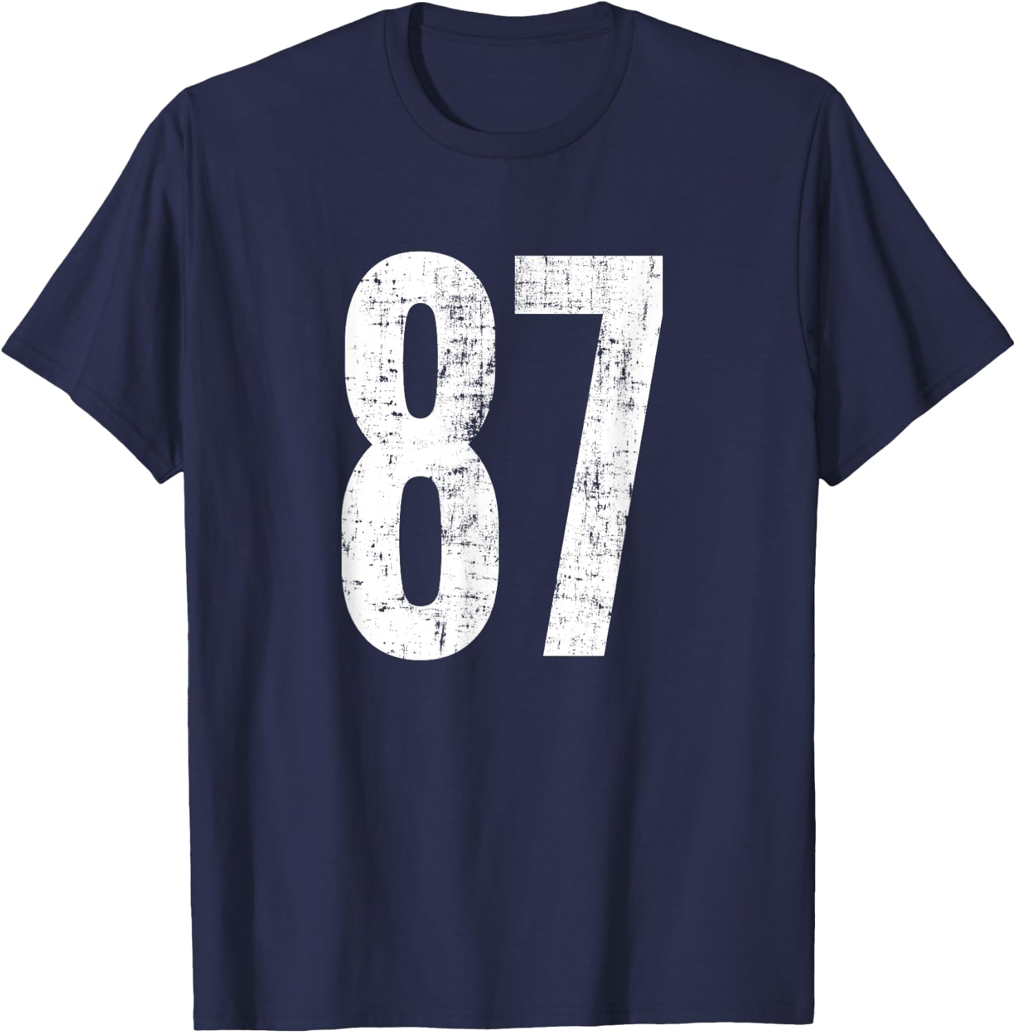 Number 87 Eighty-Seven Distressed Vintage Sport Team Players T-Shirt - T-Shirt | Navy