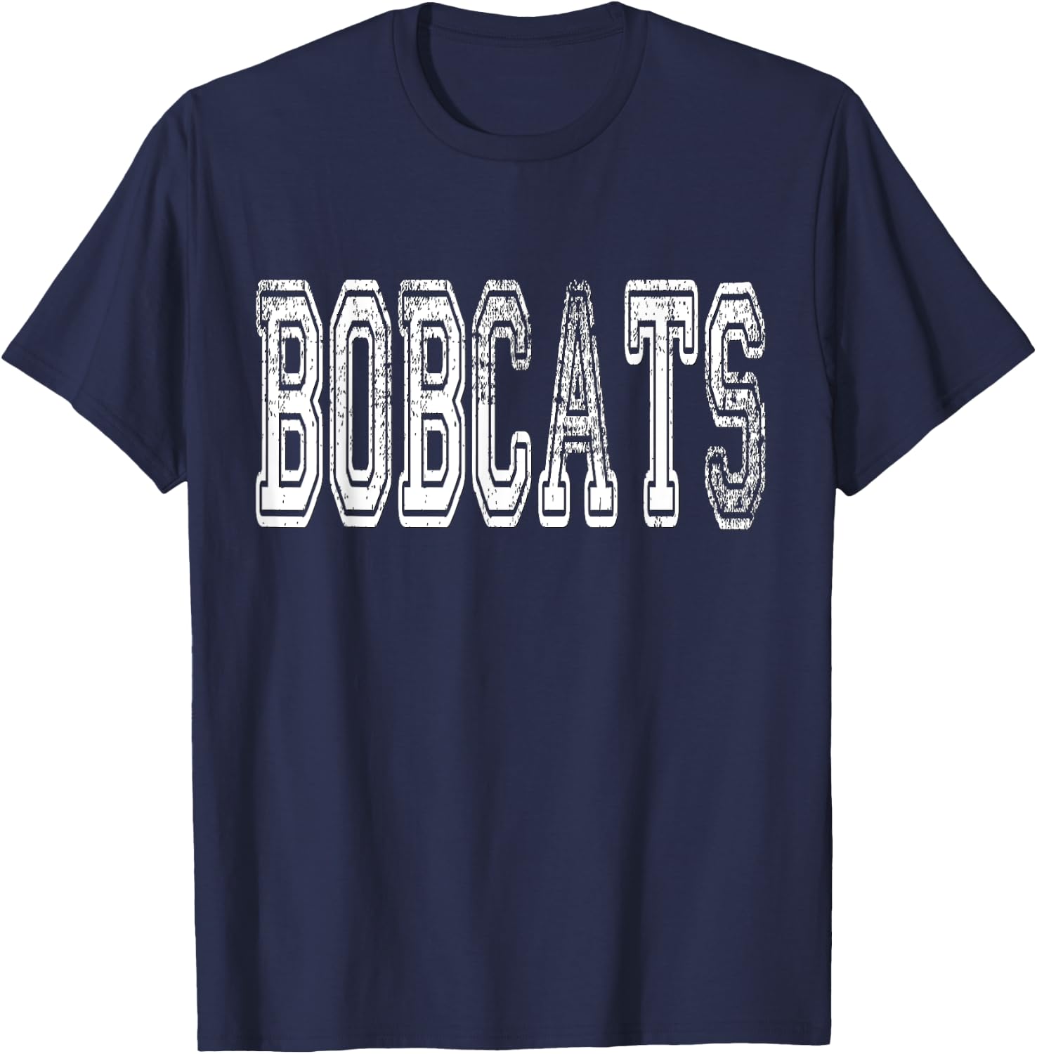 Bobcats Mascot Distressed Vintage School Sports Name Fans T-Shirt - T-Shirt | Navy