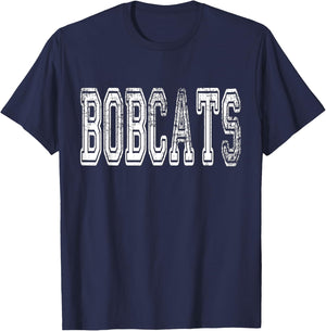 Bobcats Mascot Distressed Vintage School Sports Name Fans T-Shirt - T-Shirt | Navy