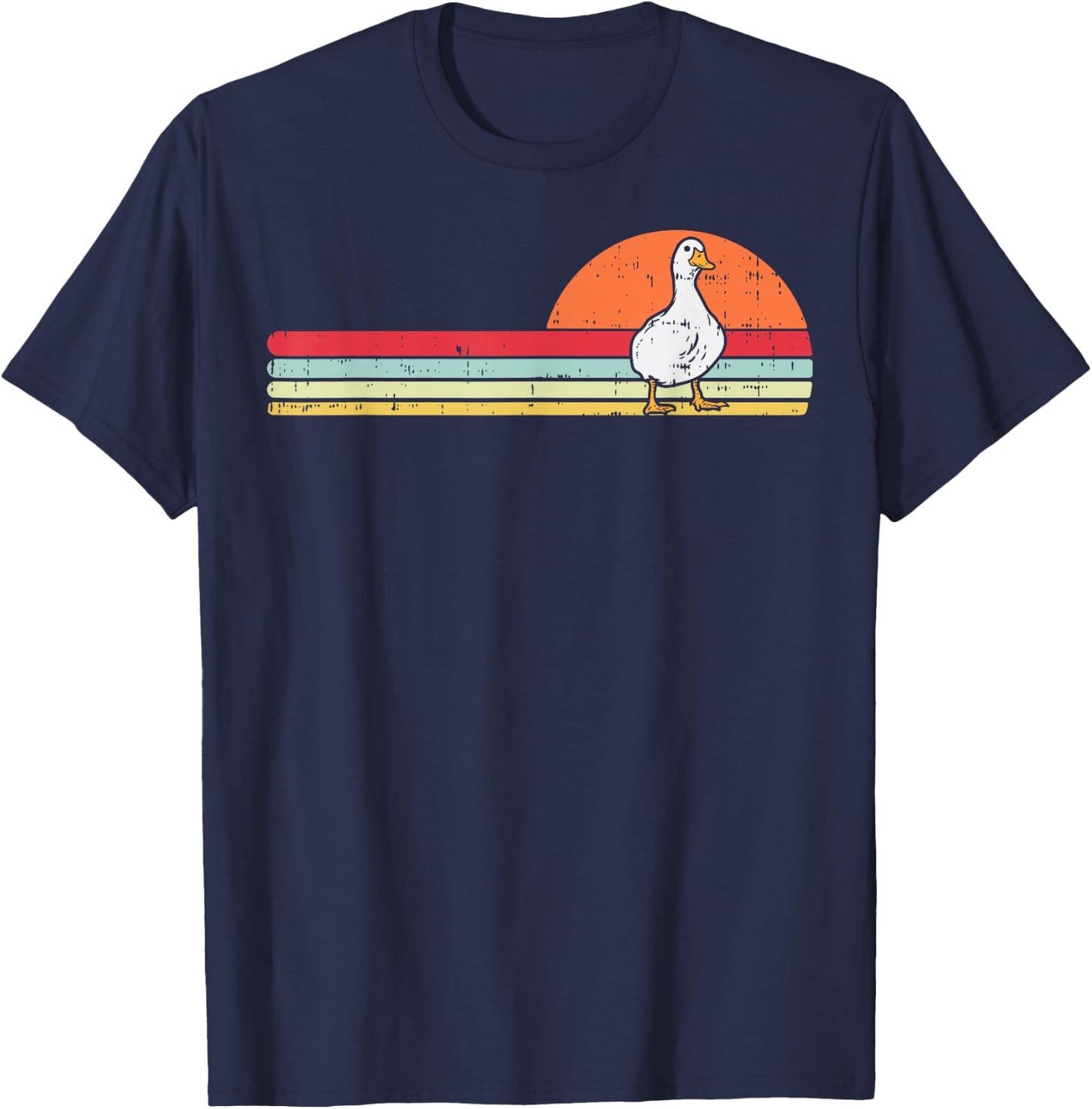 Duck Retro Chest Vintage Goose Farm Animal Men Women Kids T-Shirt - T-Shirt | Navy
