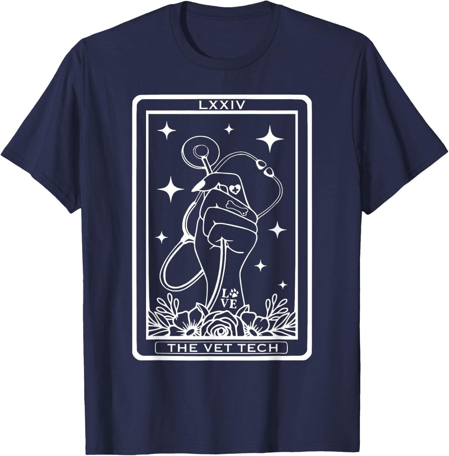 Vet Tech Tarot Card Veterinarian Celestial Witchcraft Goth T-Shirt - T-Shirt | Navy