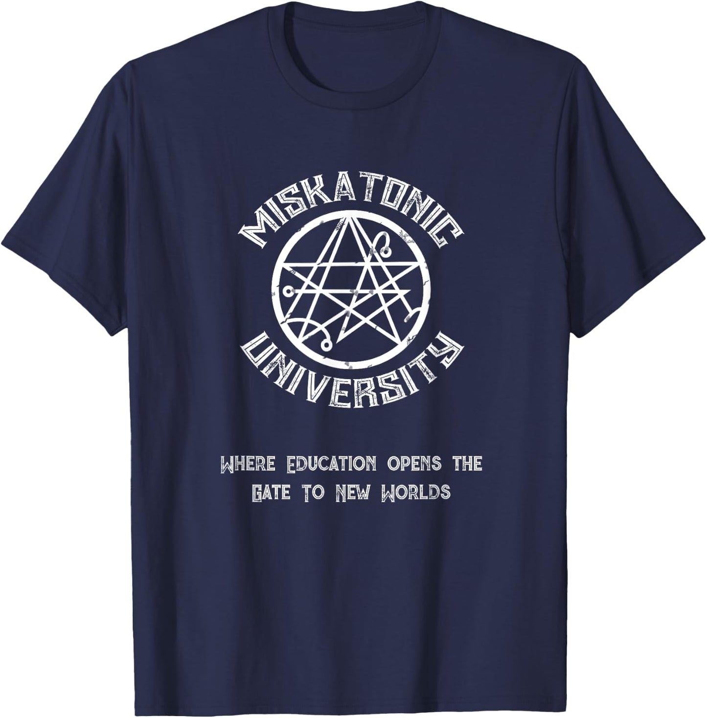 Miskatonic University: Gate to New Worlds Classic Horror T-Shirt - T-Shirt | Navy
