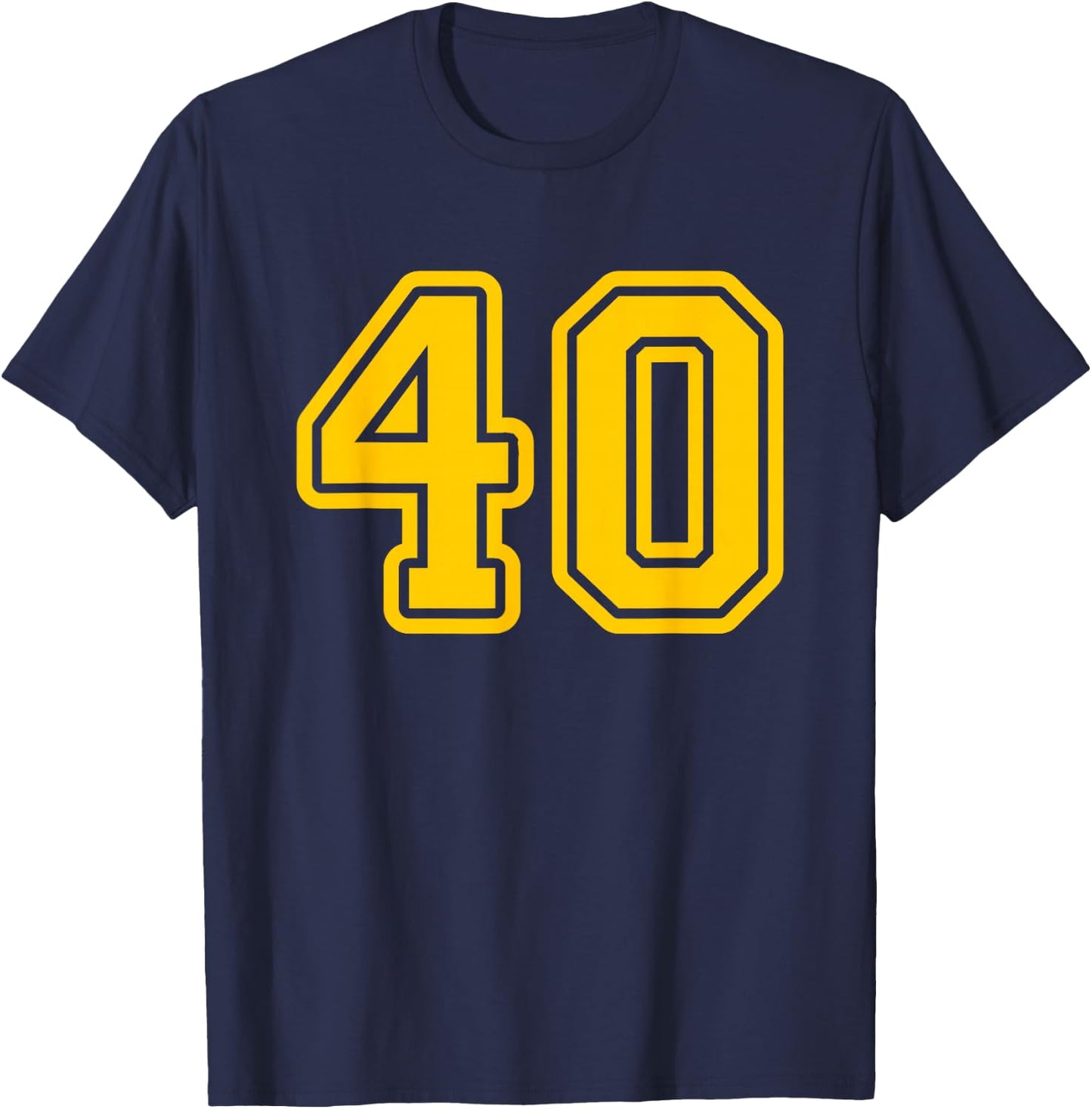 Yellow Sports Team Number #40 T-Shirt - T-Shirt | Navy