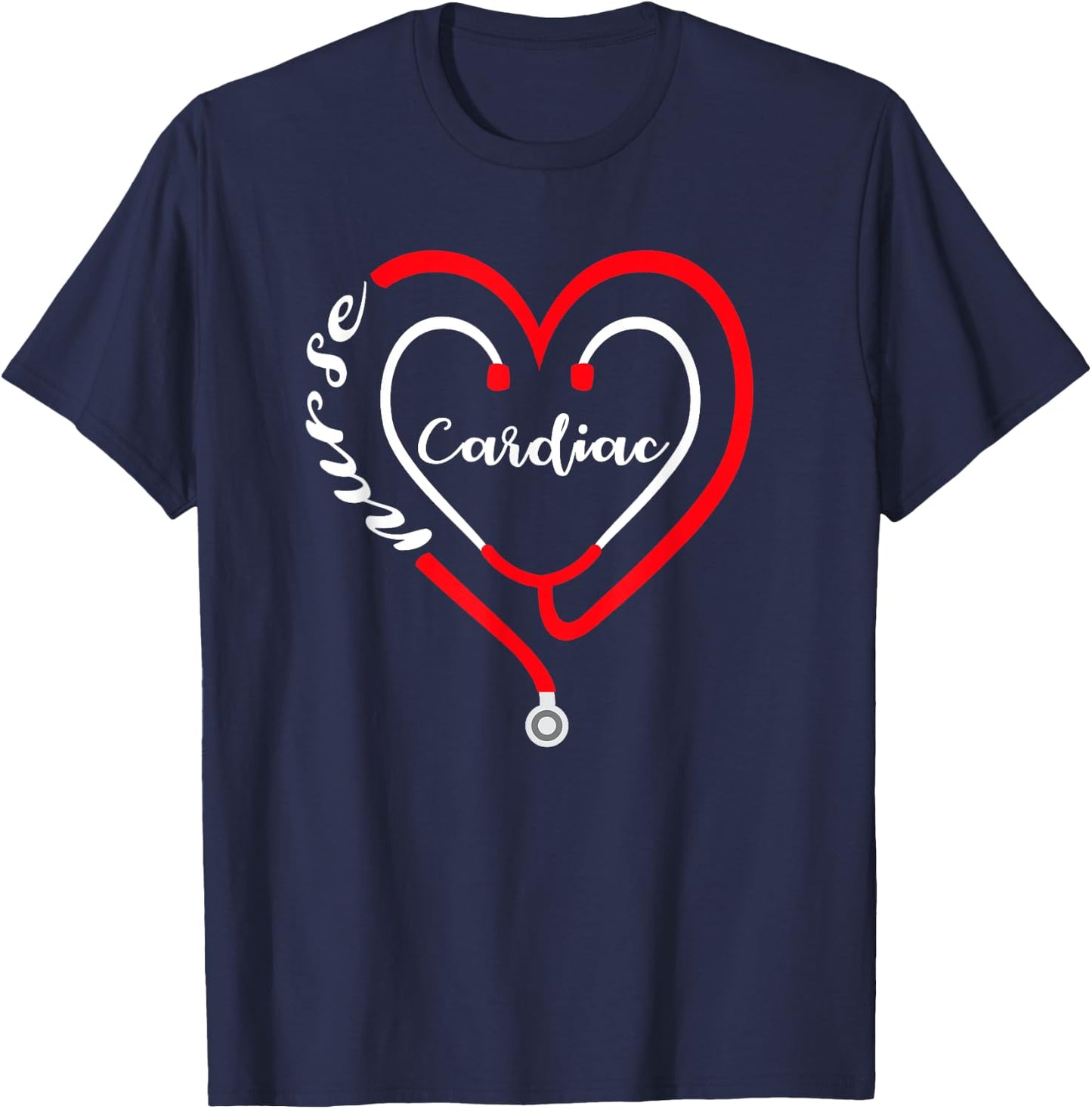 Cardiac Nurse Valentines Day Stethoscope Heart RN T-Shirt - T-Shirt | Navy