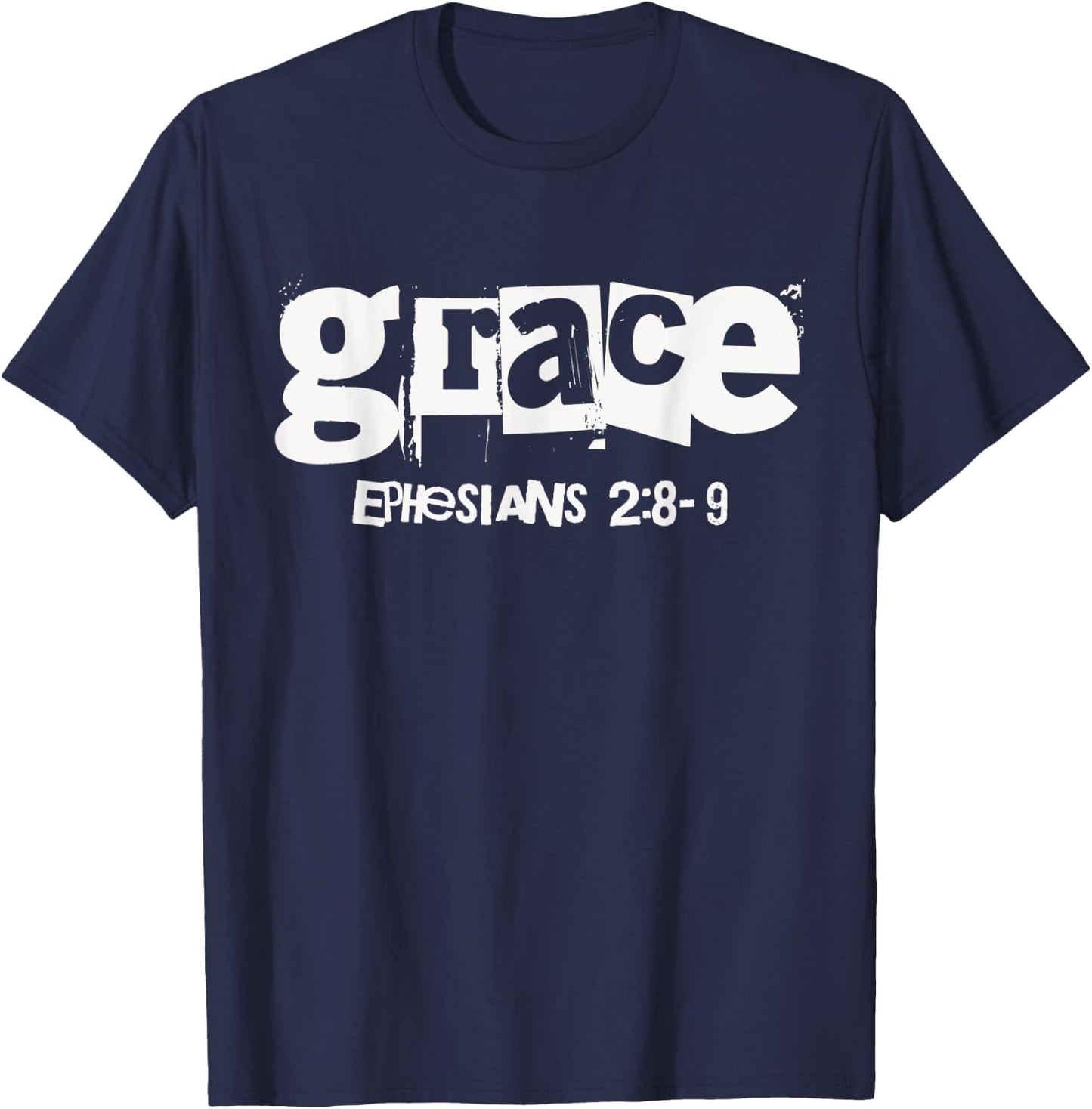 Grace (Ephesians 2:8-9) Christian Streetwear Bible Verse T-Shirt - T-Shirt | Navy