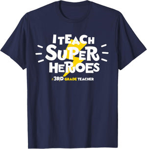 I Teach Super Heroes Comic Book Hero 3rd Grade Teacher T-Shirt - T-Shirt | Navy