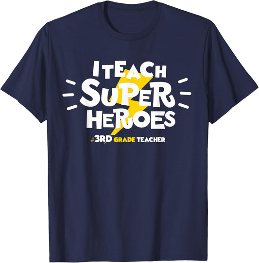 I Teach Super Heroes Comic Book Hero 3rd Grade Teacher T-Shirt - T-Shirt | Navy