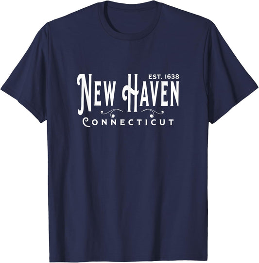 White Text Vintage CT Souvenir Visit New Haven Connecticut T-Shirt - T-Shirt | Navy