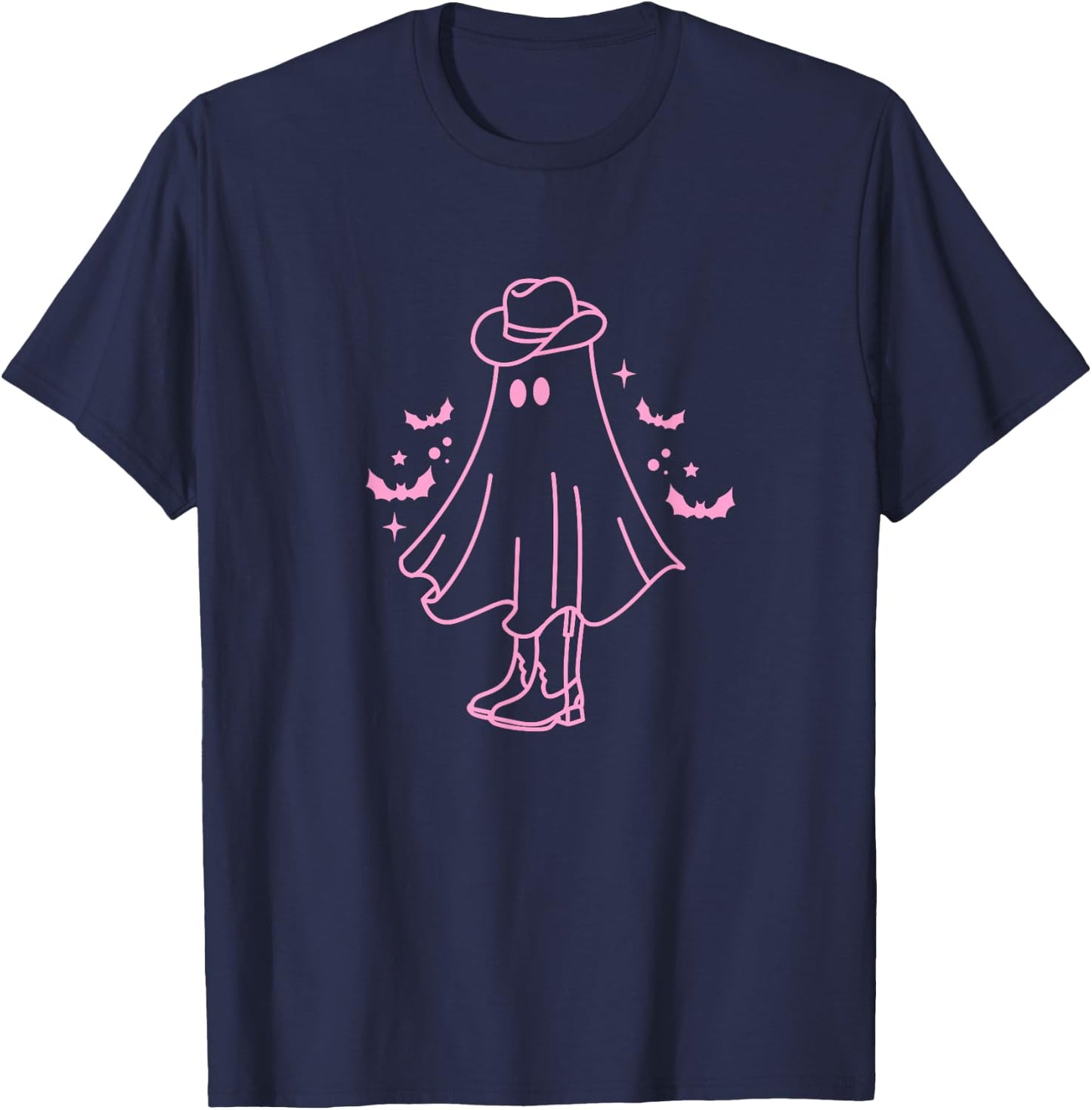 Cute Retro Pink Cowboy Ghost T-Shirt - T-Shirt | Navy