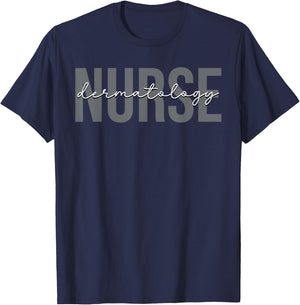 Dermatology Nurse Dermatologist Gifts -Adult Black Small Modern U-Neck Short Sleeve Graphic T-Shirt - T-Shirt | Navy
