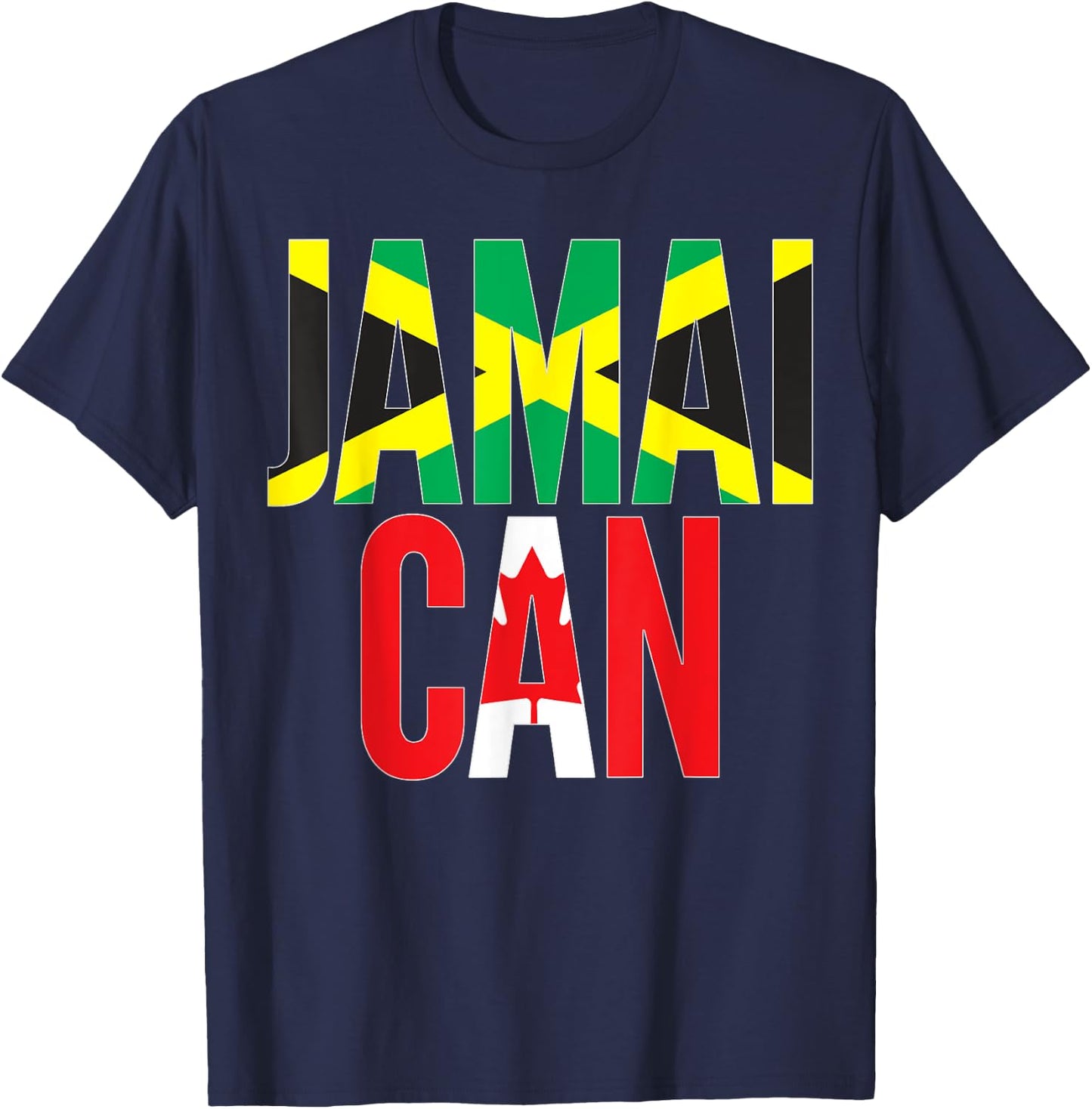 Canadian Born Jamaican Root - Jamaica Canada Flag Themed T-Shirt - T-Shirt | Navy