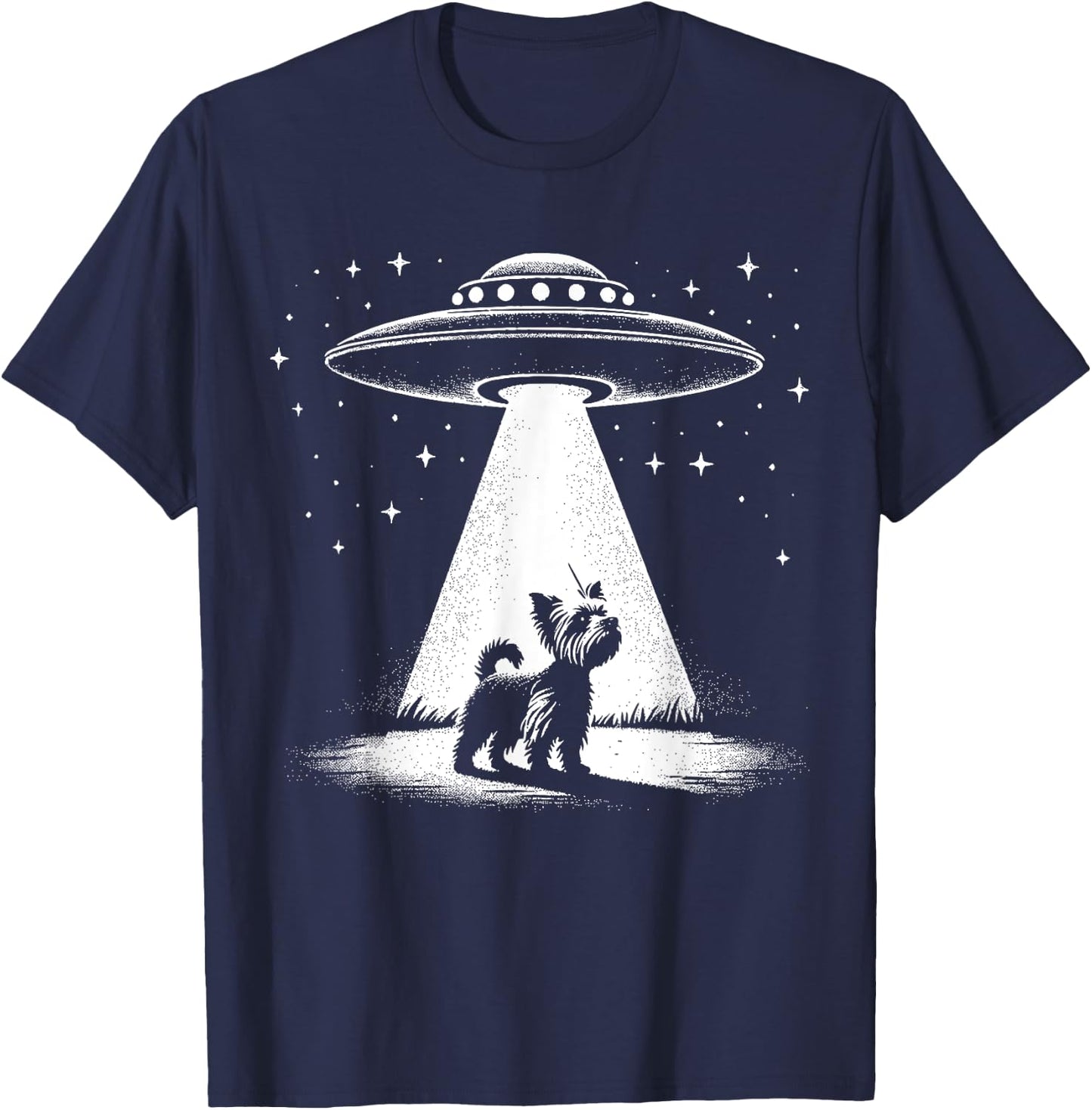 Yorkie Mom Dad Dog - Funny Alien UFO T-Shirt - T-Shirt | Navy