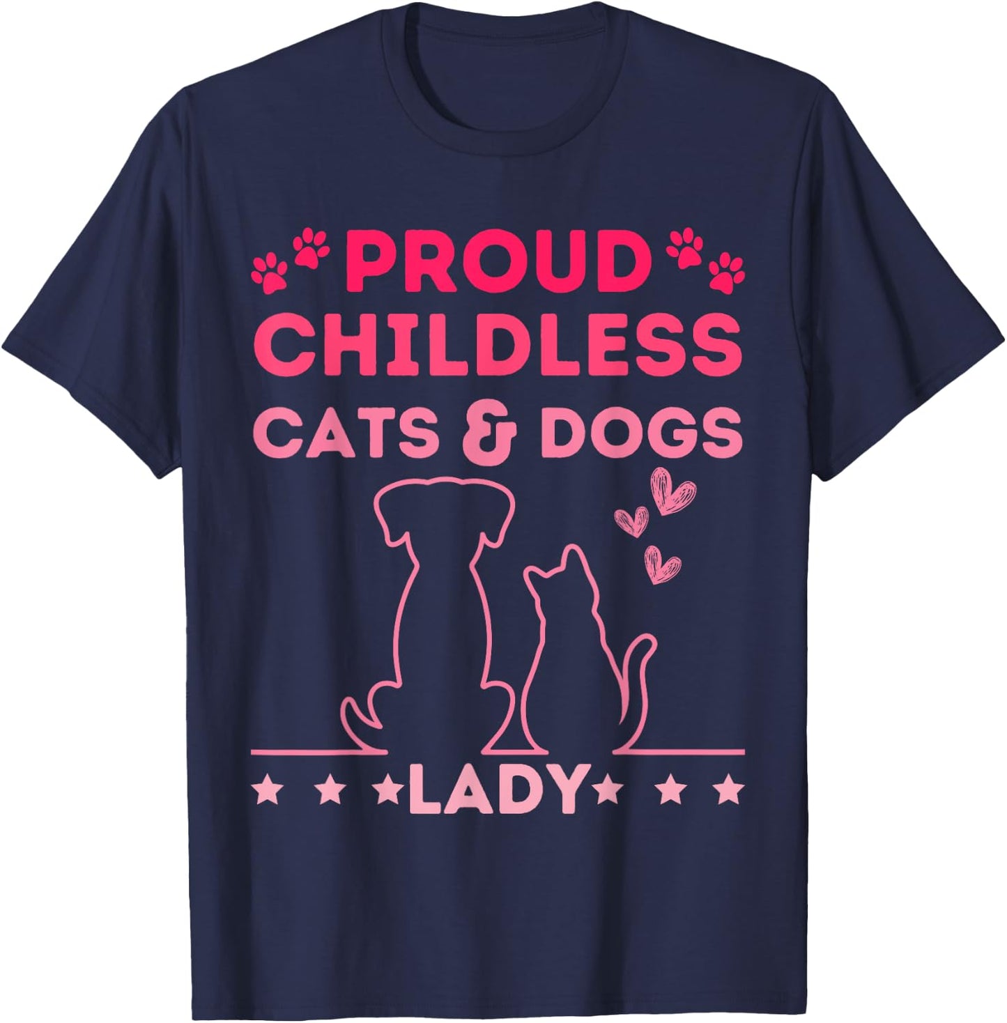 Proud Childless Cats & Dogs Lady Vintage Women T-Shirt - T-Shirt | Navy