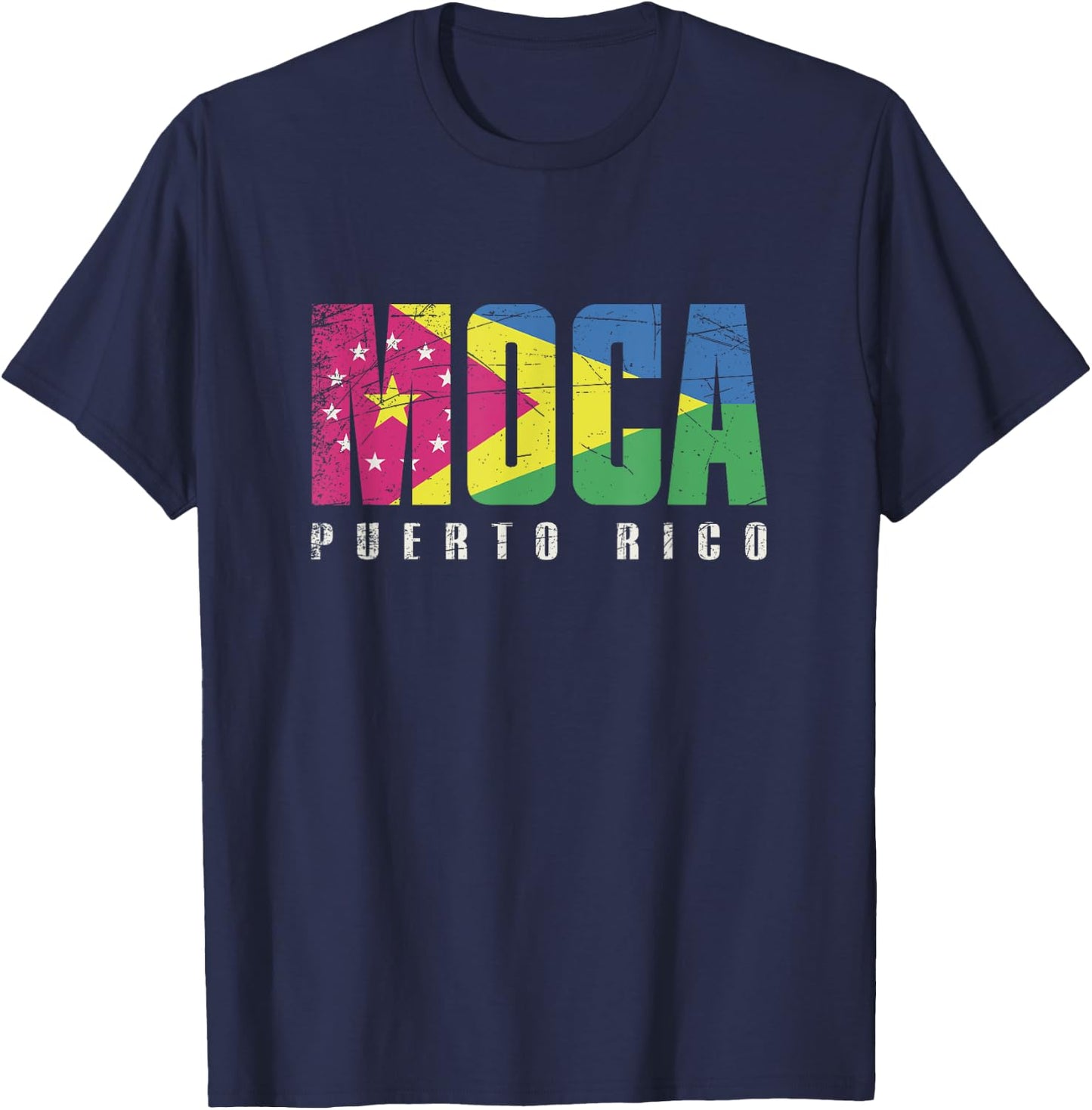 Moca City in Puerto Rico, Moca Flag T-Shirt - T-Shirt | Navy