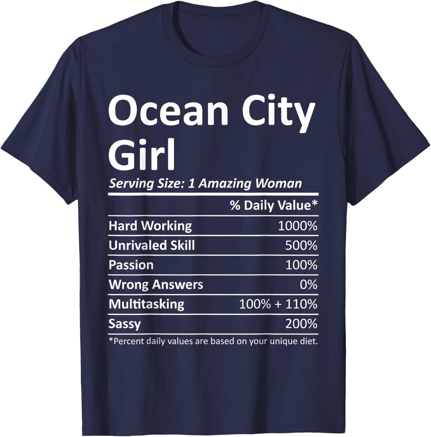 OCEAN CITY GIRL NJ NEW JERSEY Funny City Home Roots USA Gift T-Shirt - T-Shirt | Navy