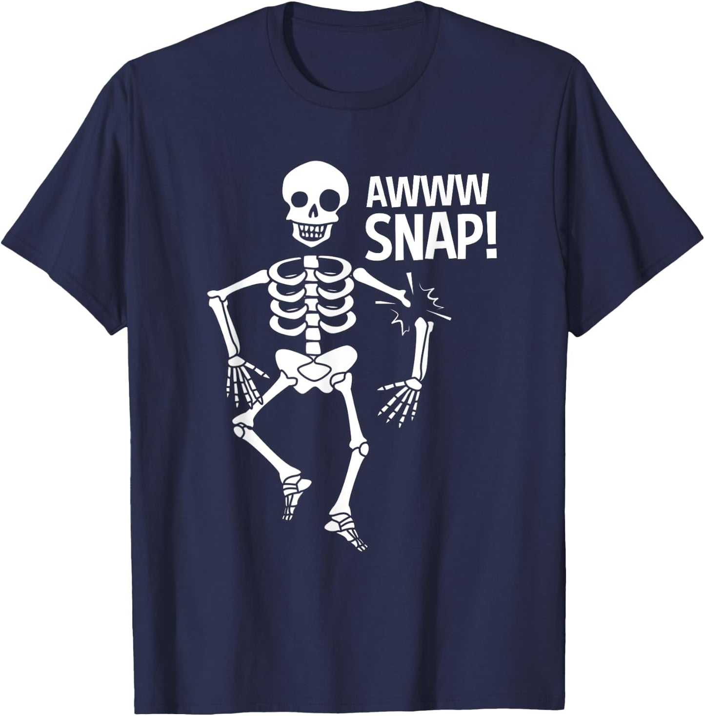 Broken Arm Halloween Aww Snap Skeleton T-Shirt - T-Shirt | Navy