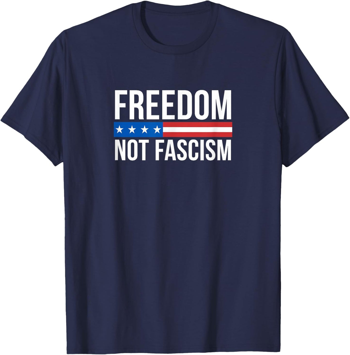 Freedom Not Fascism - Black Classic Fit Sleeveless - -Adults - Small T-Shirt - T-Shirt | Navy