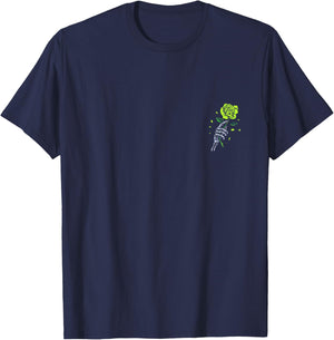 Green Skeletal Last Rose Green Color Graphic T-Shirt - T-Shirt | Navy