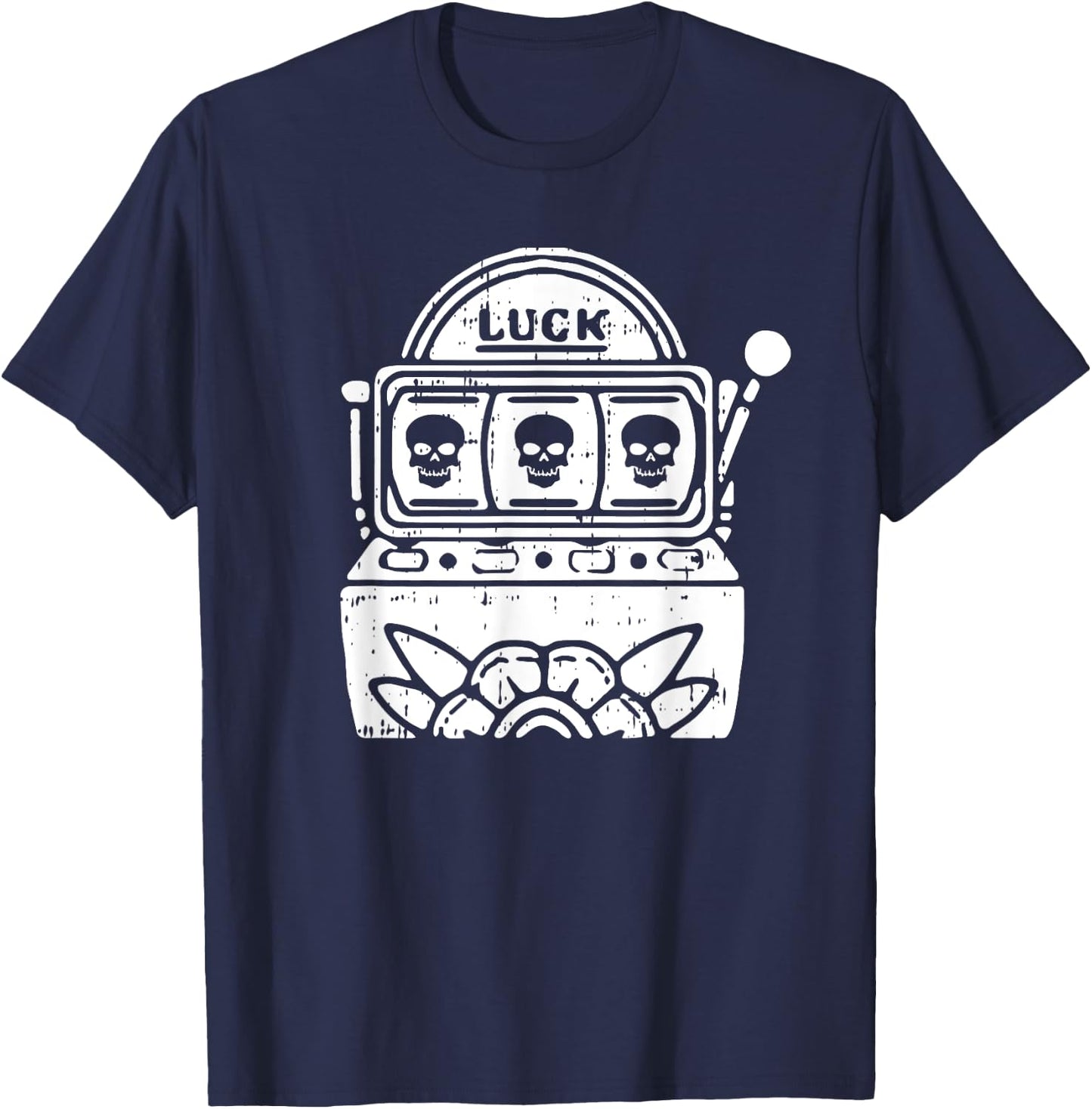 Skull Slot Machine Halloween Spooky Casino Men Women T-Shirt - T-Shirt | Navy