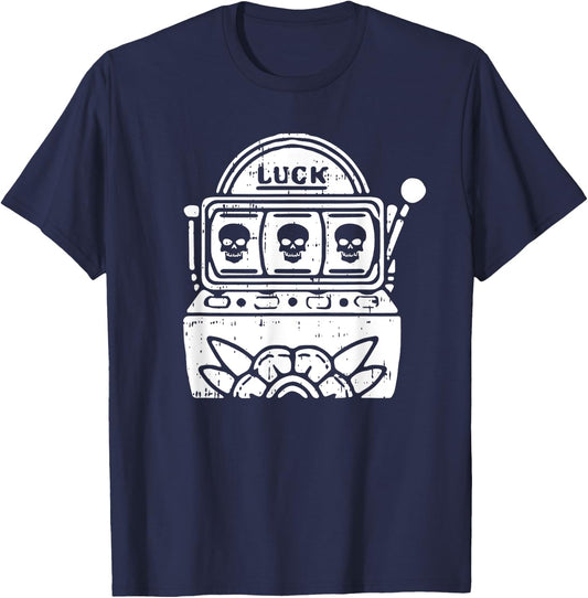 Skull Slot Machine Halloween Spooky Casino Men Women T-Shirt - T-Shirt | Navy