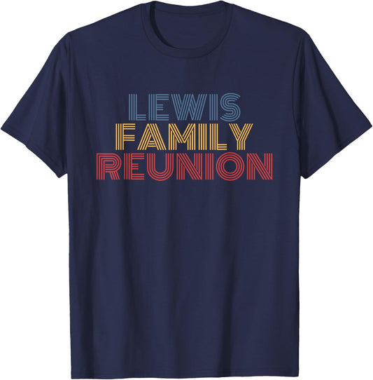 Lewis Family Reunion Surname Personalized Name Retro T-Shirt - T-Shirt | Navy
