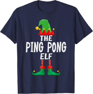 The Ping Pong Elf Matching Family Christmas T-Shirt - T-Shirt | Navy