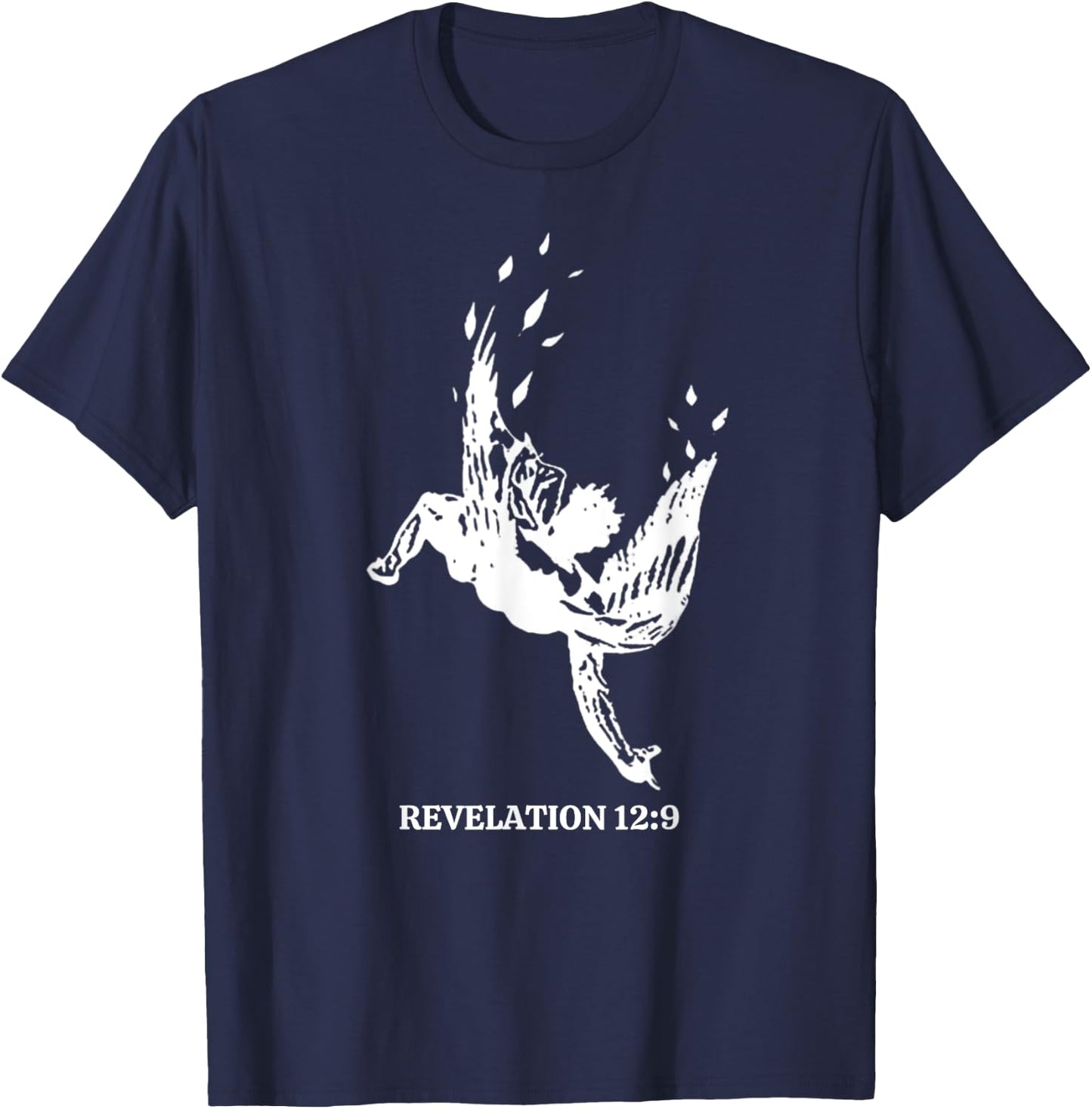 Revelations 12:9 - Fallen Angel Satan Biblical Scripture Art T-Shirt - T-Shirt | Navy