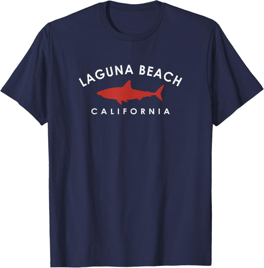 Retro Laguna Beach California Shark Vintage T-Shirt - T-Shirt | Navy