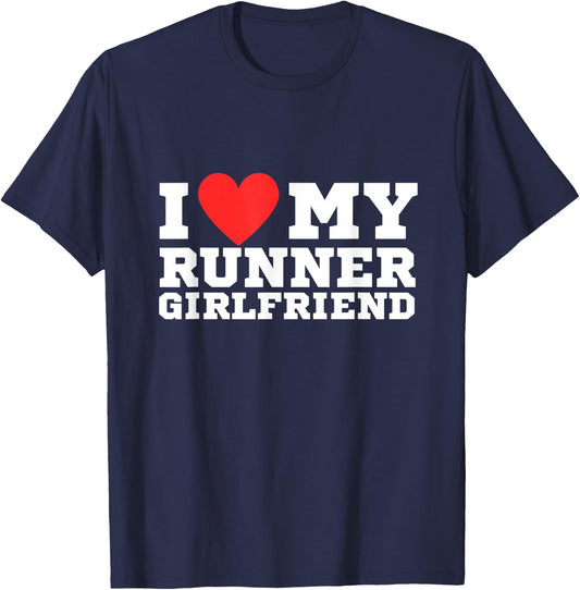 I love my runner girlfriend | y2k | red heart | love T-Shirt - T-Shirt | Navy