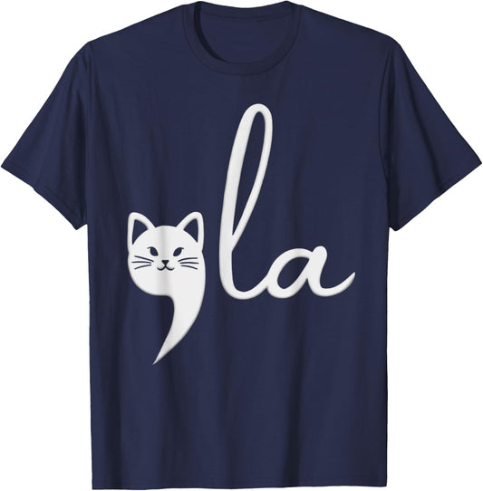 Cute Cat Comma-La Kamala Harris President 2024 Women Girls Kids T-Shirt - T-Shirt | Navy