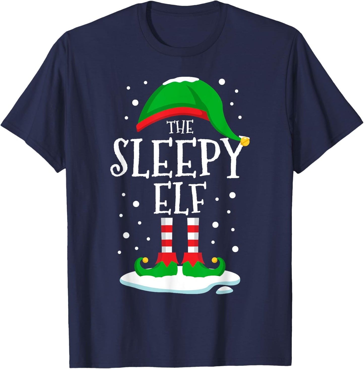 The Sleepy Elf Christmas Family Matching Xmas Group Funny T-Shirt - T-Shirt | Navy