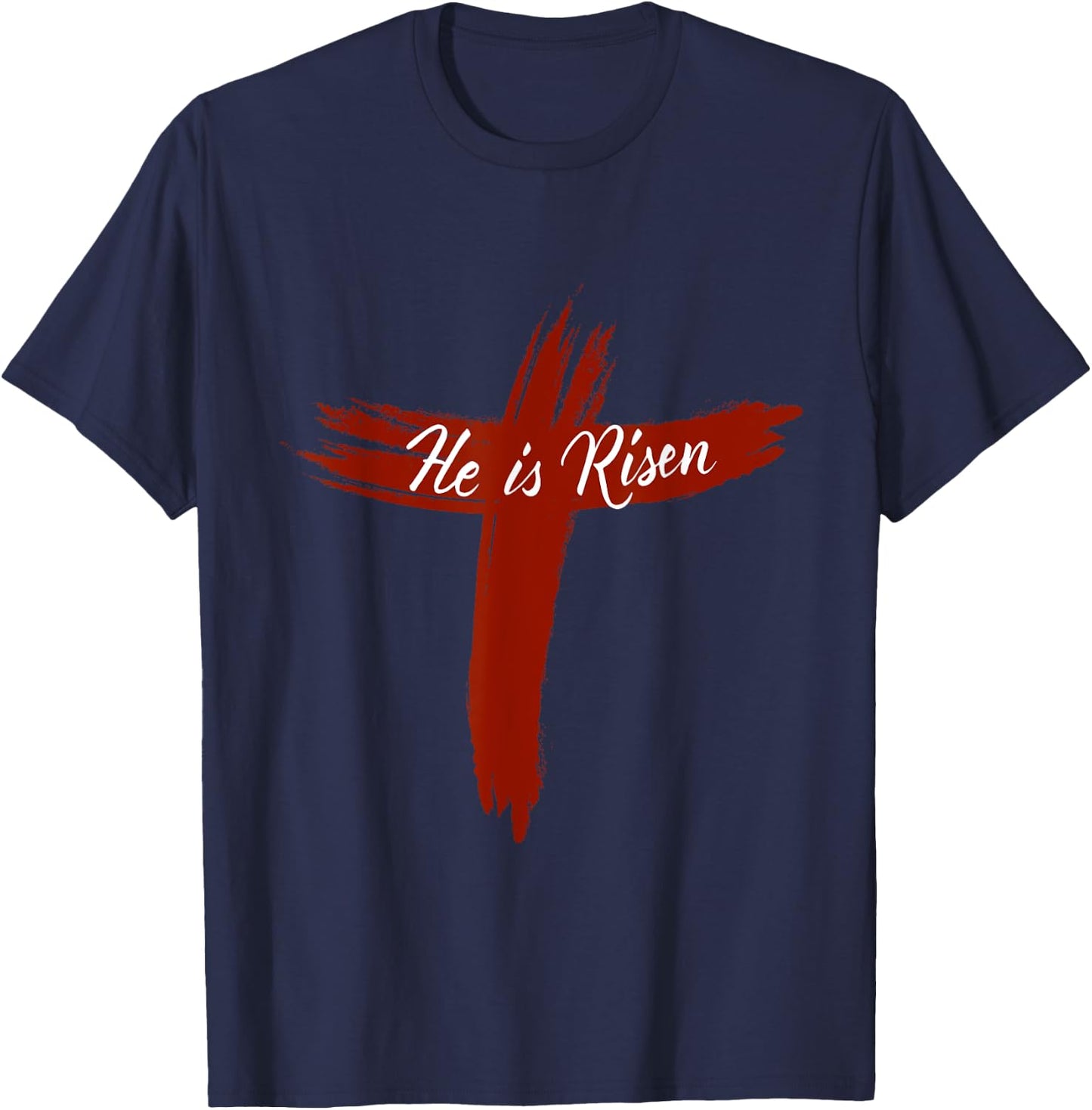 Happy Easter Shirt He Is Risen Jesus Cross Scripture Matthew T-Shirt - T-Shirt | Navy