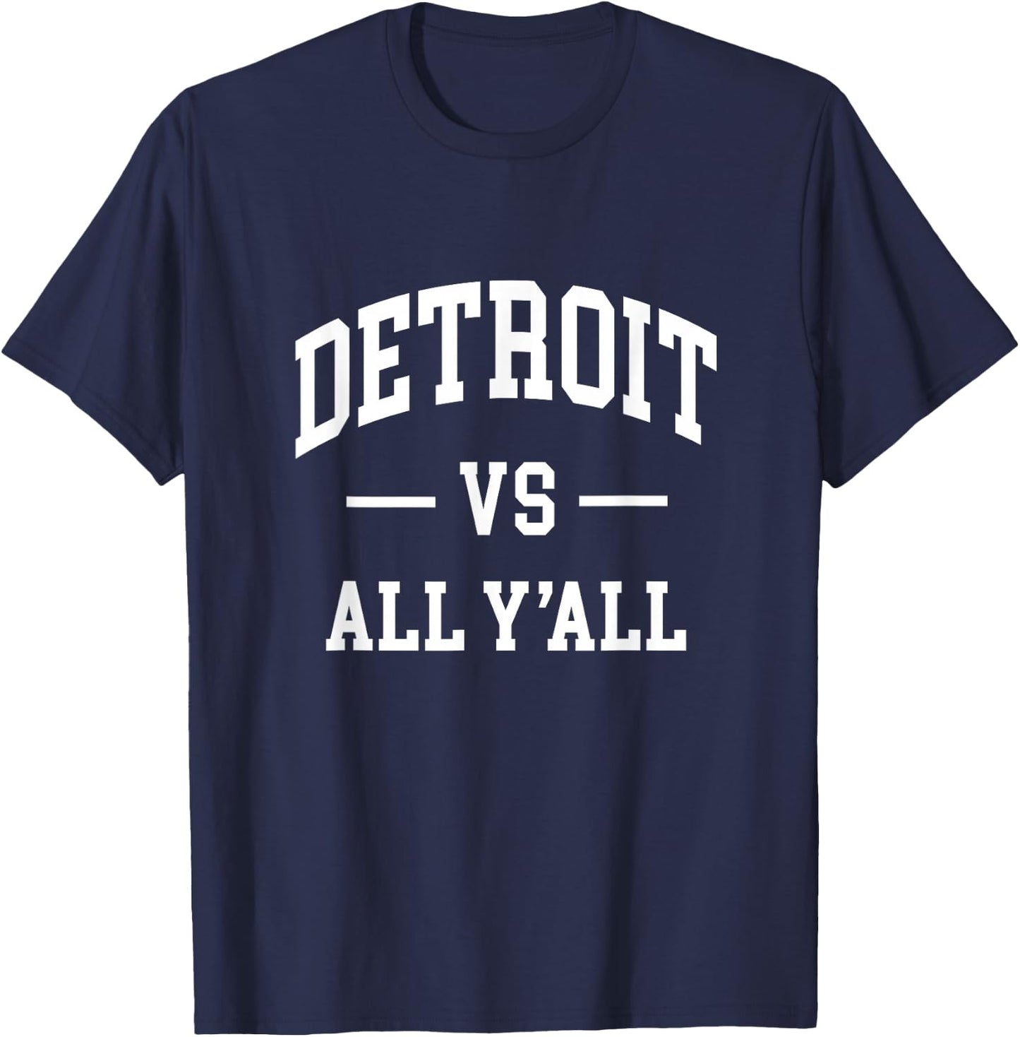 Graphic Apparel Co. DETROIT - Throwback Design - Classic , Small, Blue T-Shirt - T-Shirt | Navy