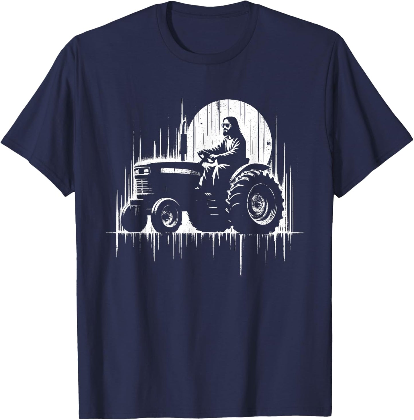 Jesus Tractor - Funny Christian Religious Tractor Driver T-Shirt - T-Shirt | Navy