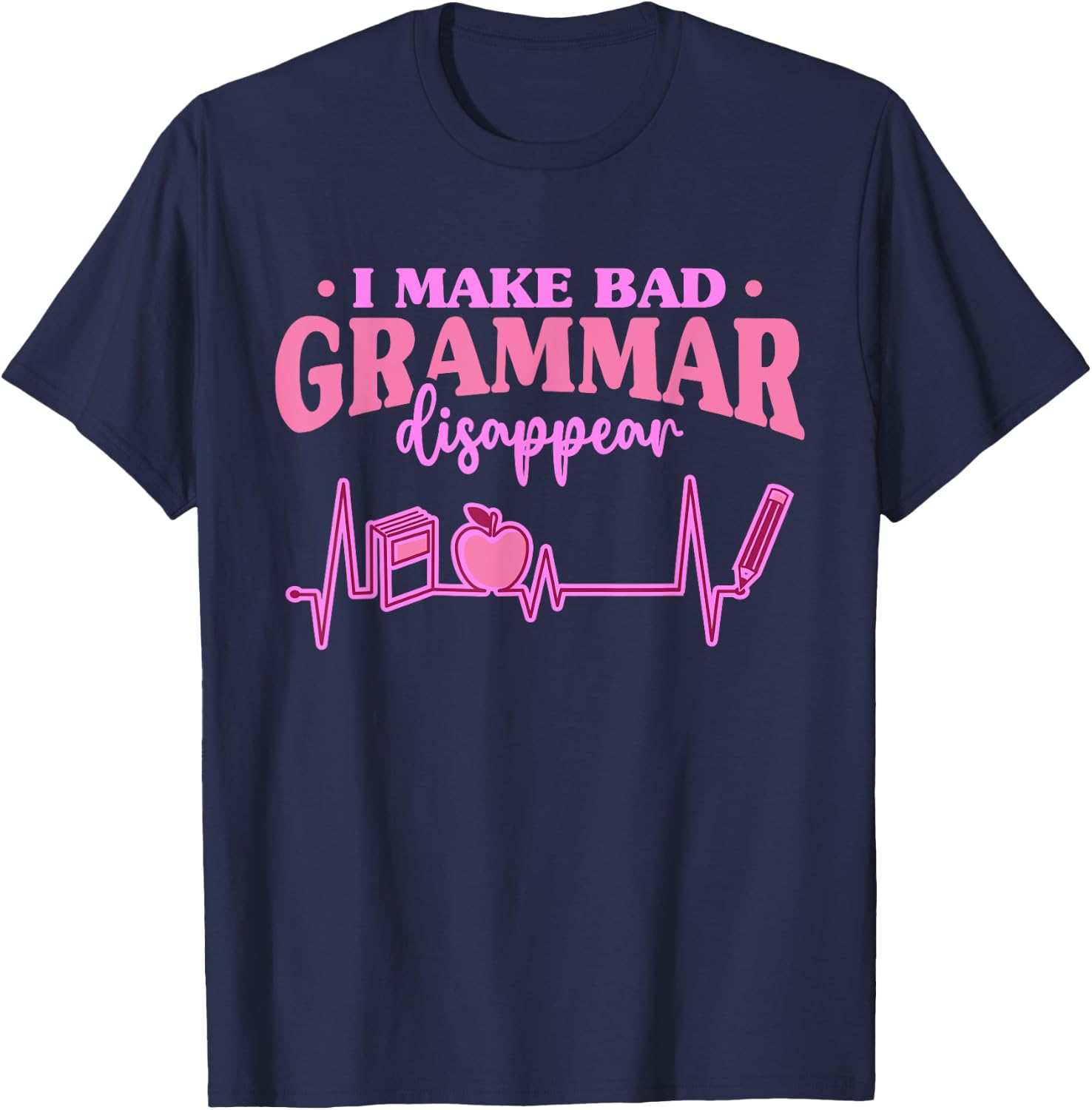 Book Grammar Police English Teacher Reading Women Kids T-Shirt - T-Shirt | Navy