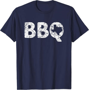 Texas BBQ TX Barbecue Map Distressed Texas Men Women Kids T-Shirt - T-Shirt | Navy
