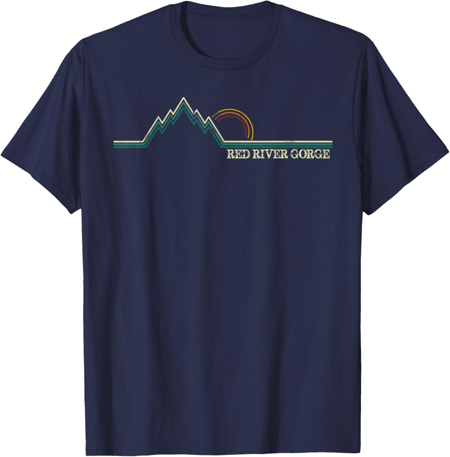 Red River Gorge Kentucky Retro Mountain T-Shirt - T-Shirt | Navy