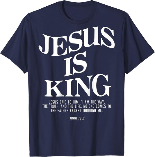 Jesus Is King Jesus John 14:6 Costume Christian (On Back) T-Shirt - T-Shirt | Navy