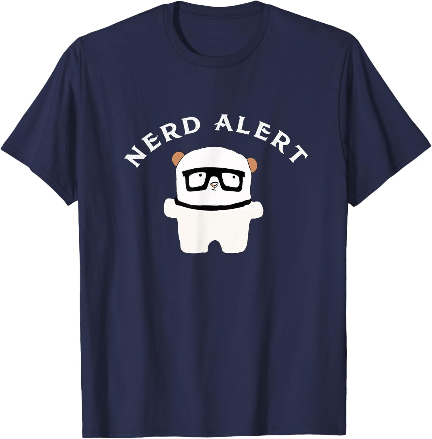 Nerd Alert Funny White Nerd Bear T-Shirt - T-Shirt | Navy