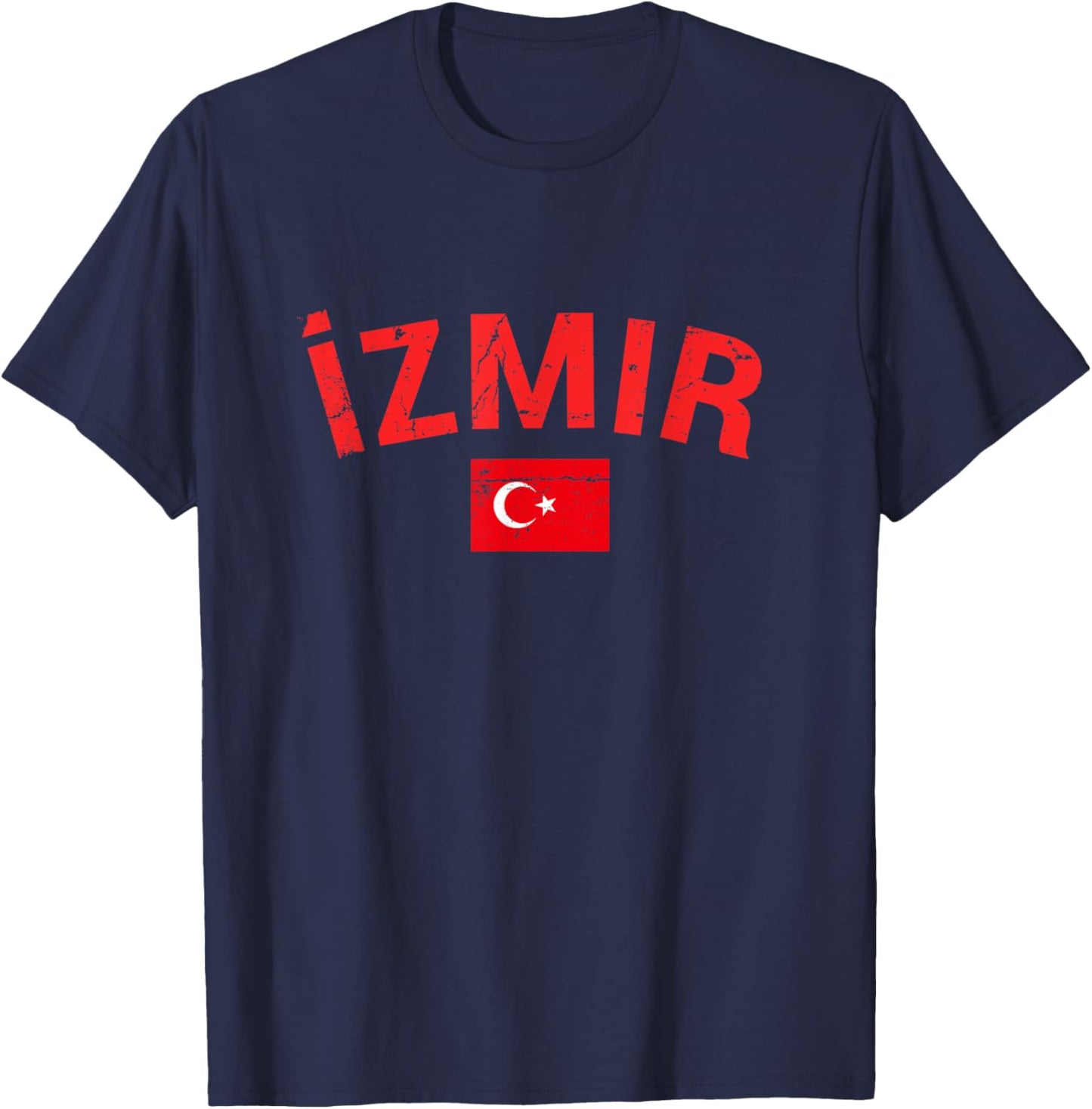 Izmir Turkey Vintage Turkish Flag Turk T-Shirt - T-Shirt | Navy