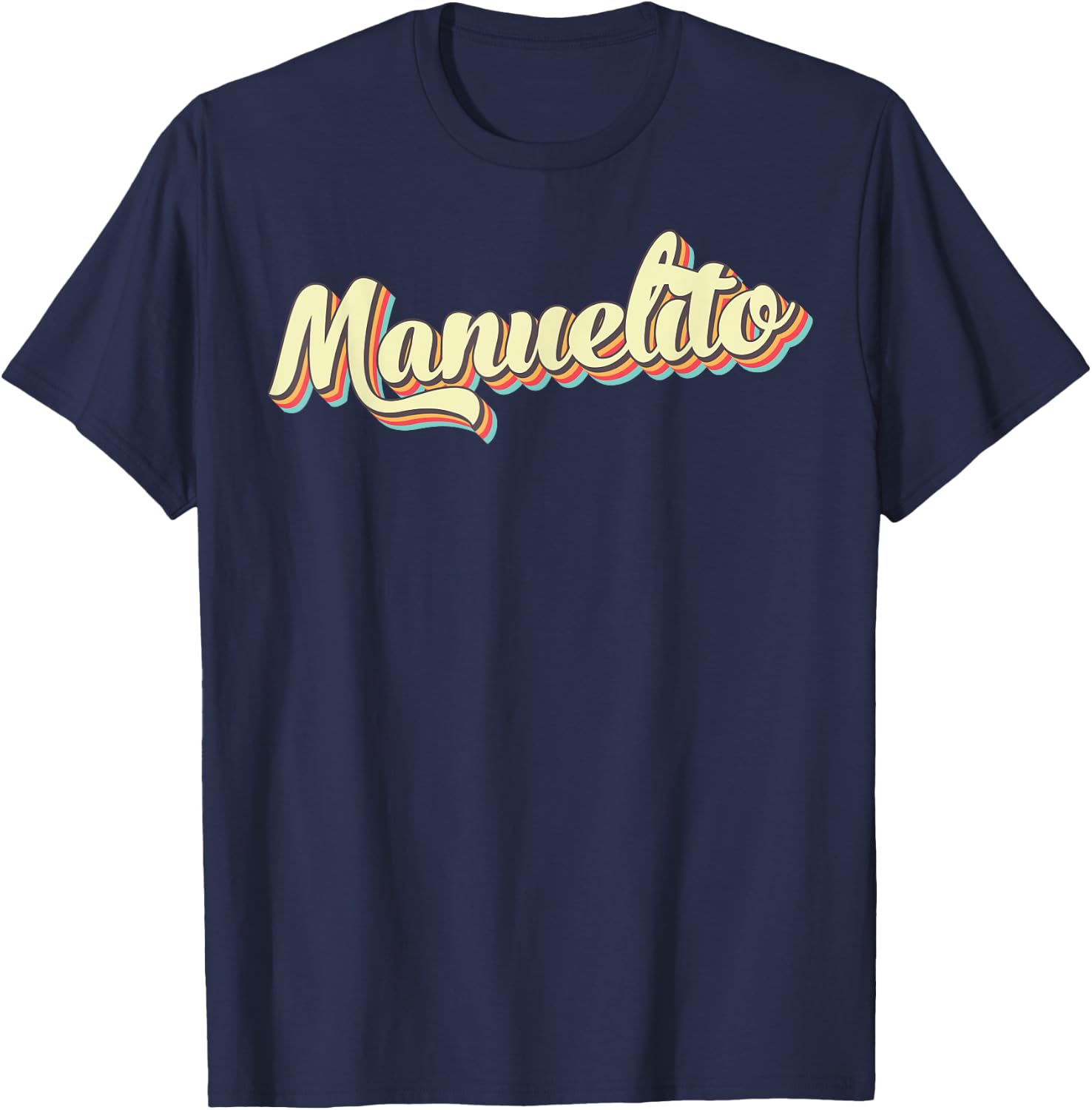 Manuelito Retro Art Baseball Font Vintage T-Shirt - T-Shirt | Navy