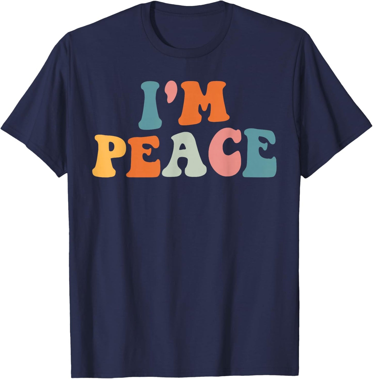 Im Peace I Come in Peace Couples Women Retro Groovy T-Shirt - T-Shirt | Navy