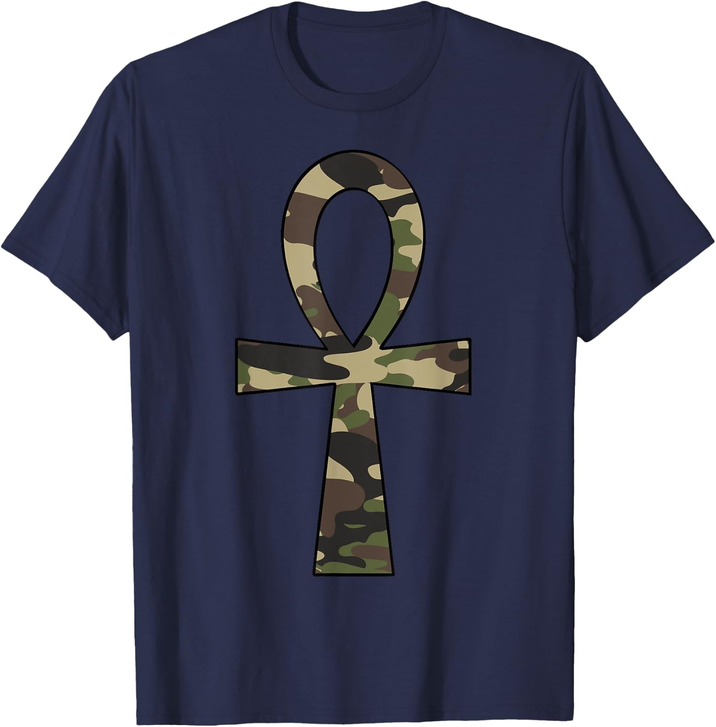 Ankh Cross Camo Egyptian African Pride T-Shirt - T-Shirt | Navy