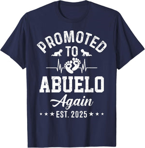 Promoted To Abuelo Again Est 2025 Pregnancy Announcement T-Shirt - T-Shirt | Navy
