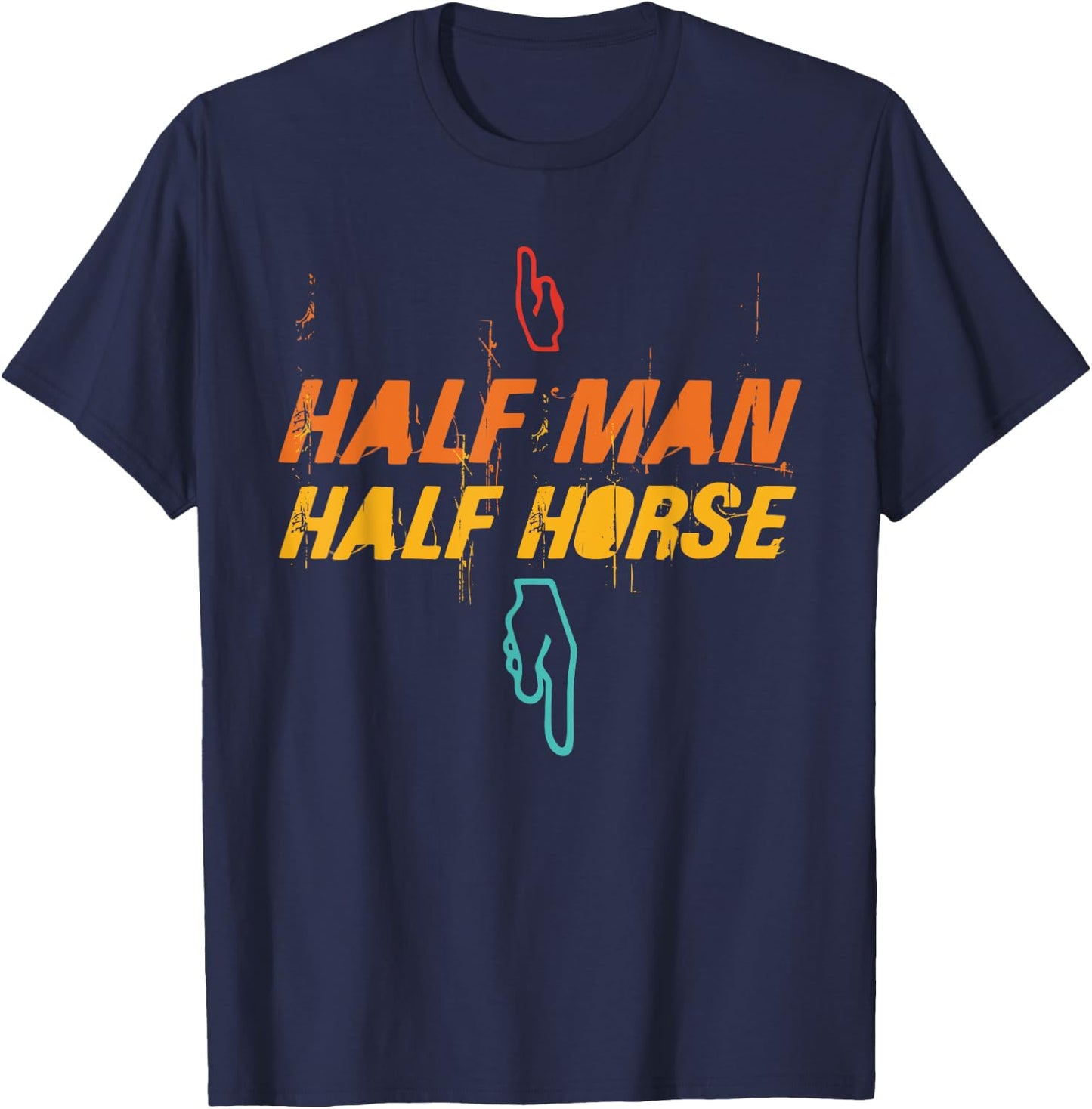 Half Man Half Horse Retro Vintage T-Shirt - T-Shirt | Navy