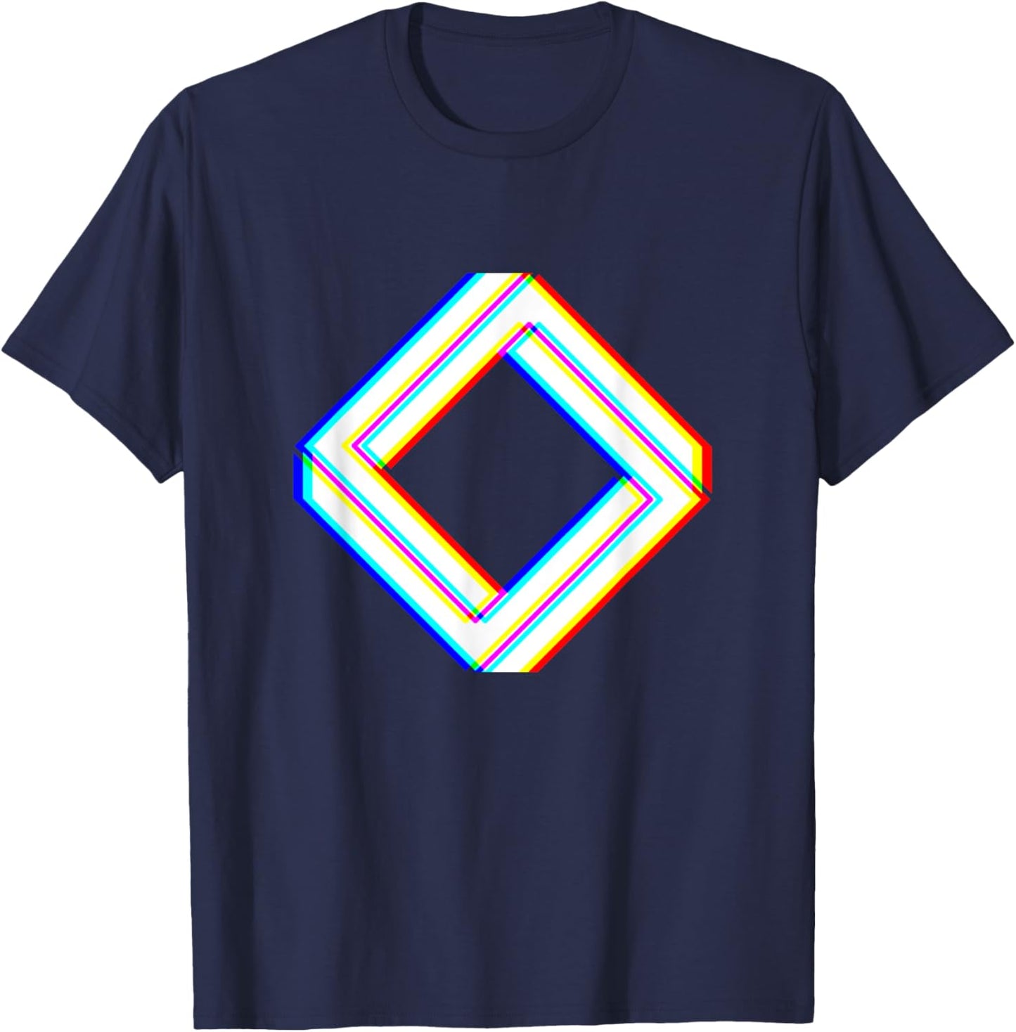 Trippy Geometric Shapes Abstract Art Optical Illusion EDM T-Shirt - T-Shirt | Navy